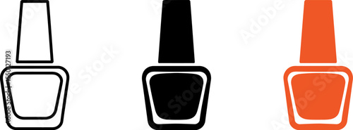 Nail polish bottle vector icon set manicure pedicure beauty salon cosmetic product design element art 100 editable stock vector