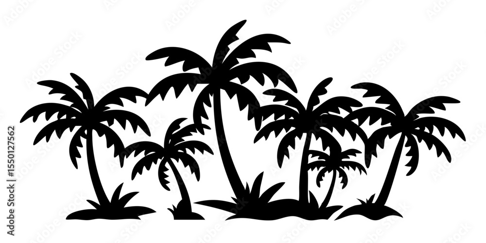 Fototapeta premium Palm Tree Silhouette Icon Set – Vector Collection for Tropical Design and Decorative Use