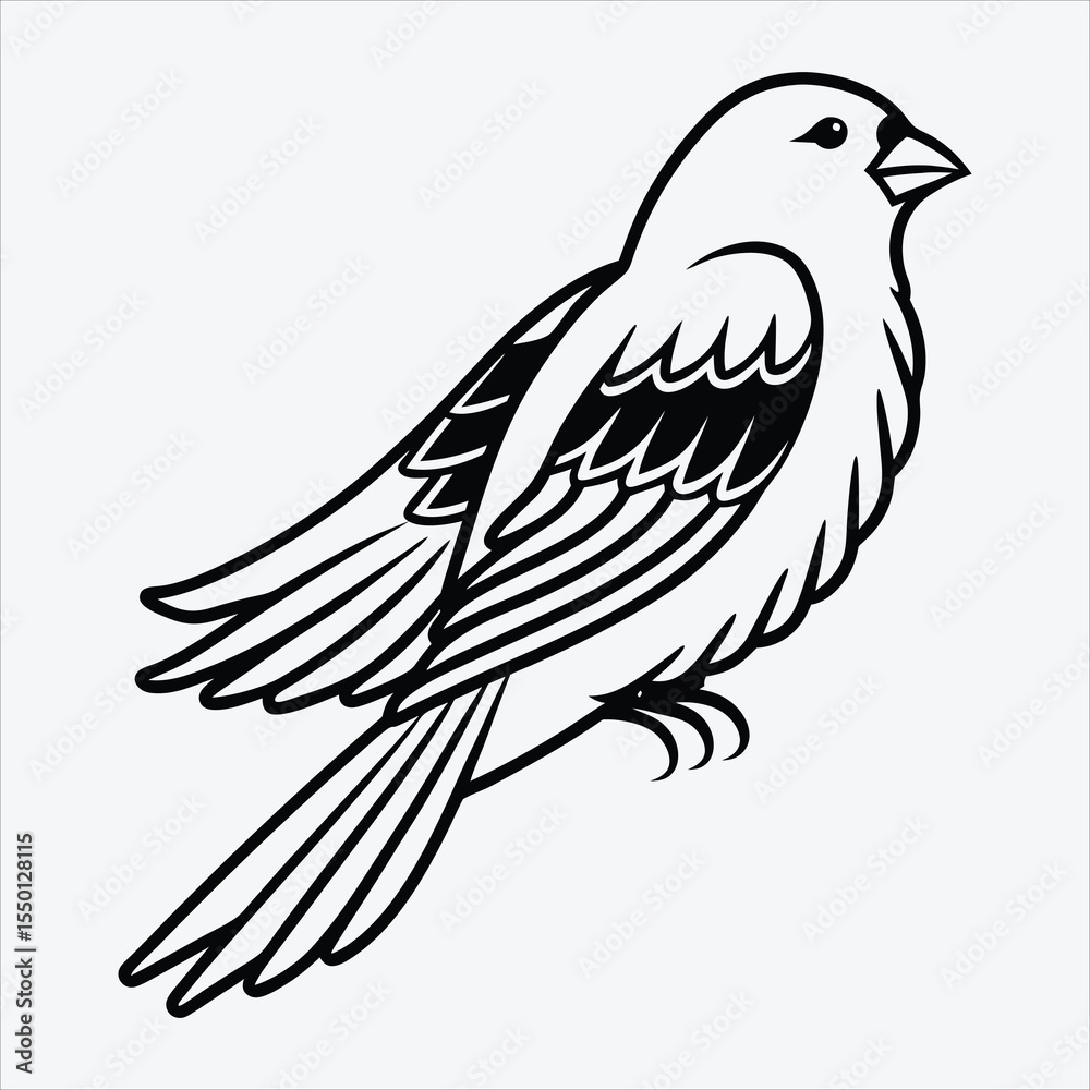 Obraz premium Blue Jay line art White background illustration Generative Ai