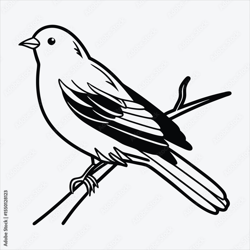 Obraz premium Blue Jay line art White background illustration Generative Ai
