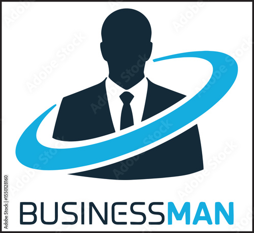 Businessman Logo Orbital Ring Design - Professional Executive Corporate Brand Identity Icon