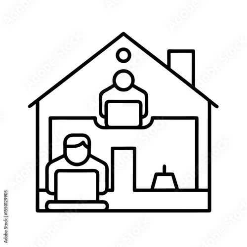 Work From Home Outline Icon Vector Pack