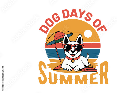 Dog Days of Summer T-shirt design with playful dogs, sun, and summer vibes. Perfect for pet lovers, summer fun, beach trips, and casual wear. Ideal for print-on-demand and seasonal apparel.