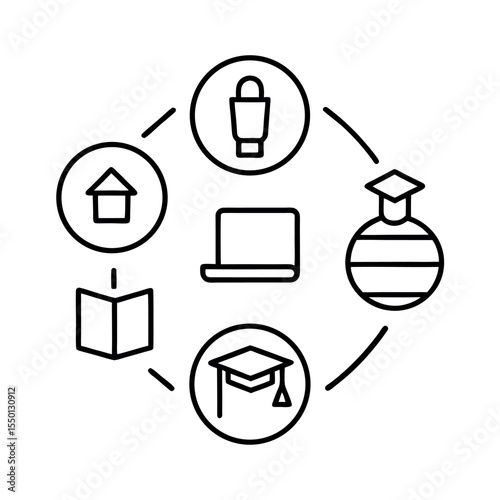 Learning From Home Outline Icon Design