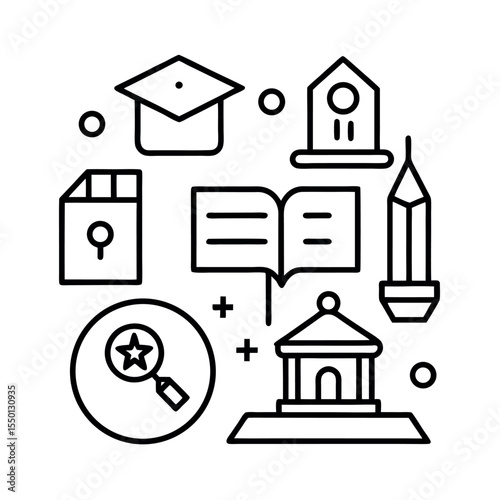 E Learning Symbol Set Vector Outline