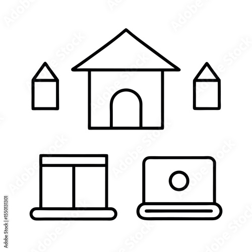 Online Education Vector Outline Icon Set