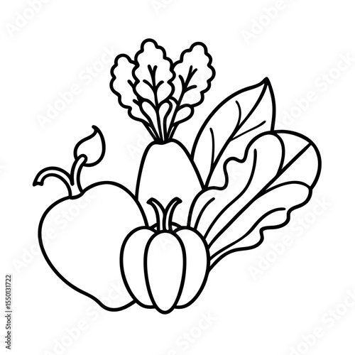 Healthy Vegetable Line Art Collection