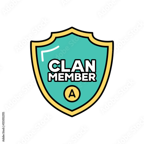 Shield badge for clan member with gaming identity concept  