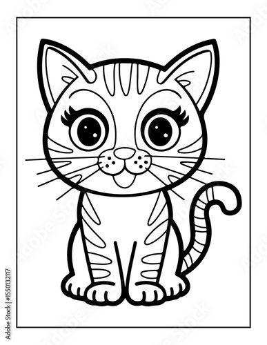 vector illustration of a cat coloring pages