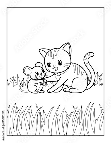 vector illustration of a cat coloring pages