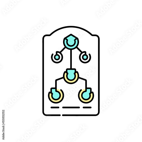 Skill tree with nodes in flat design representing Gamer Identity and Comic Con - Gaming Culture Icons  