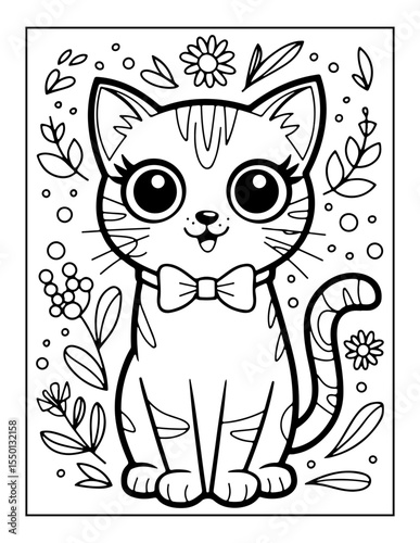 vector illustration of a cat coloring pages