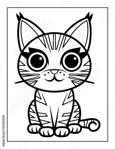 vector illustration of a cat coloring pages