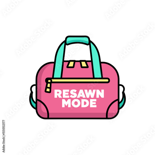 Colorful gaming bag with "Respawn Mode" text design in vector style  