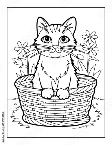 vector illustration of a cat coloring pages