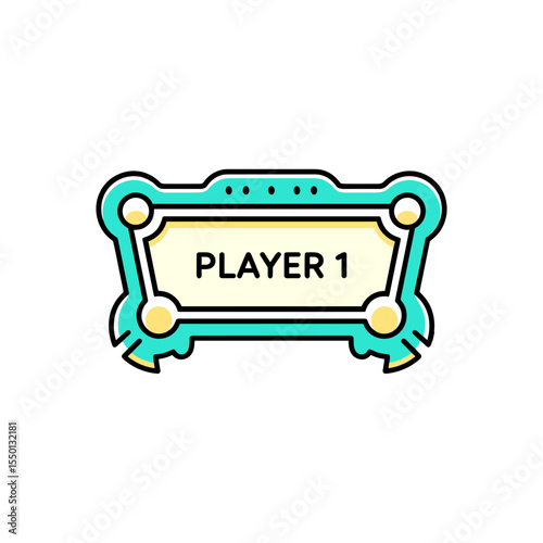 Player 1 gaming label design in colorful retro style concept of Comic con - Gaming Culture Icons  
