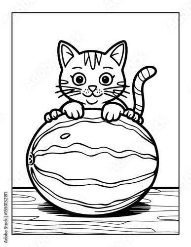 vector illustration of a cat coloring pages