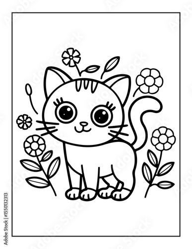 vector illustration of a cat coloring pages