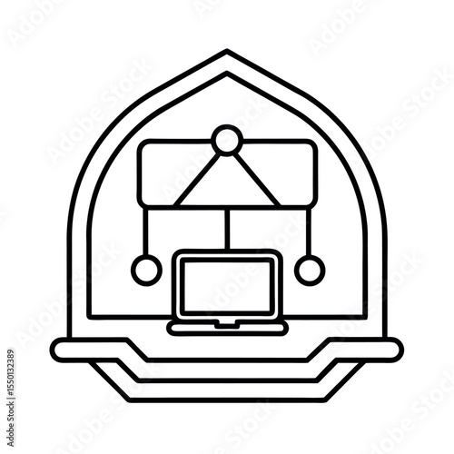 Remote Learning Outline Icon Set Vector