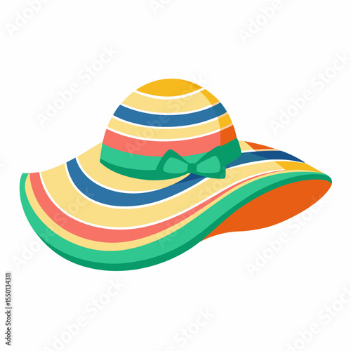 Summer Hat in Watercolor Style