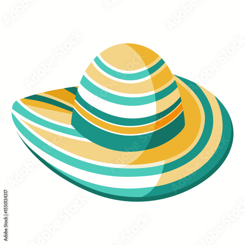 Summer Hat in Watercolor Style