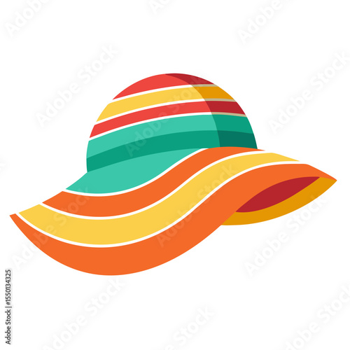 Summer Hat in Watercolor Style