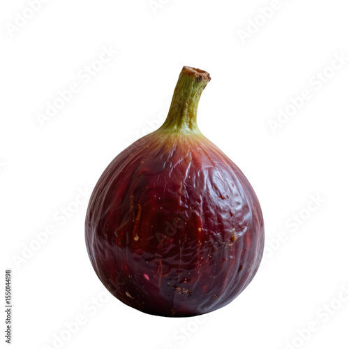 a single ripe purple fruit with an elongated shape, characterized by its rough skin and prominent ridges