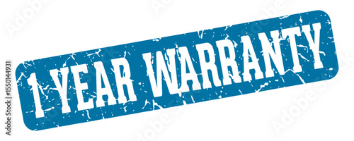 1 year warranty rectangular sign. 1 year warranty stamp