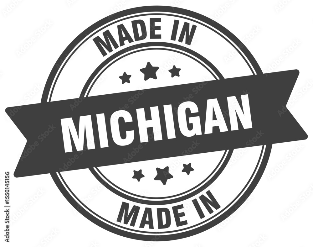 Obraz premium Made in Michigan round sign. Made in Michigan stamp.