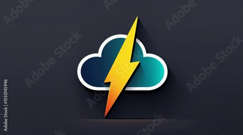 Free Download Weather symbol representing a storm with a cloud and lightning bolt in a modern design style - GFXLoad