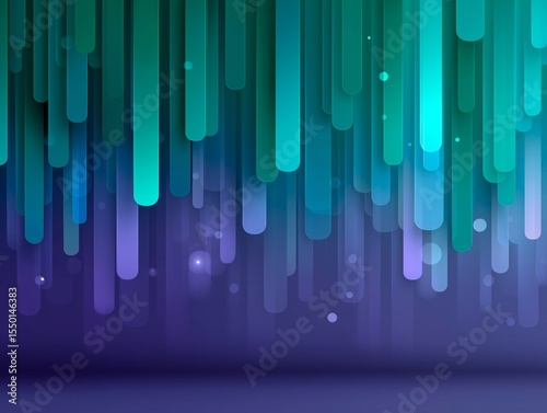 Abstract digital illustration featuring vertical lines in shades of green, blue, and purple, creating a vibrant and dynamic background with a sense of depth and movement
