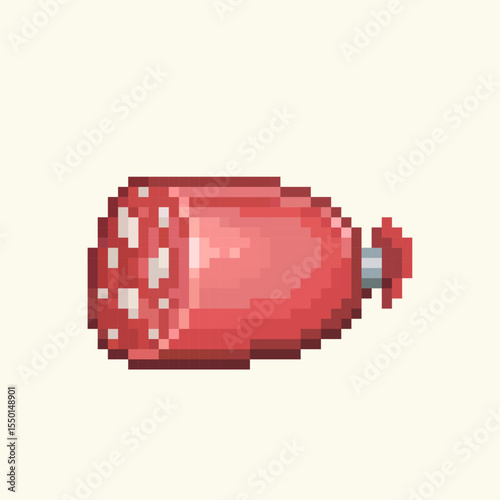 A piece of sausage. Pixel Art style. Ideal for game and retro design, packaging, textiles and digital art projects.