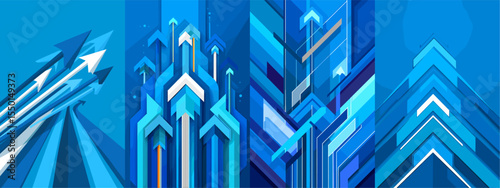 Dynamic Blue Arrows Vector Backgrounds for Modern Design
