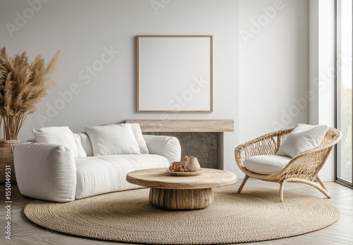 Light and airy living room with natural elements