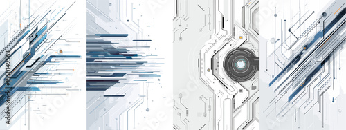Futuristic Abstract Technology Backgrounds with Lines and Circuits