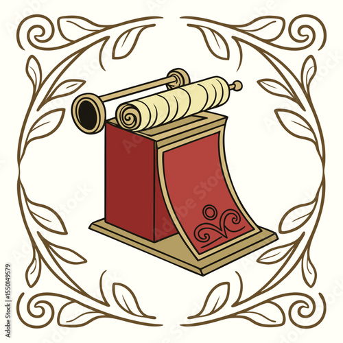 Historical scrollwork with traditional ornamental design elements vector