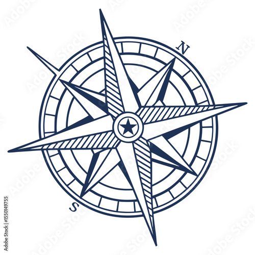 Elegant nautical compass with strong directional points vector
