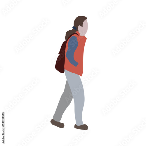 Set of drawings of people on the street in spring clothes. 2D image for use as an entourage. Vector flat city infographics	

