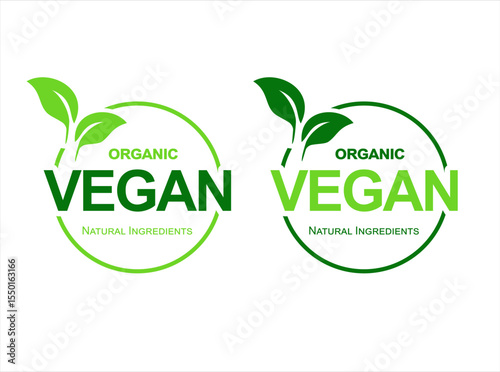 Vegan icon set badge and emblem sign bio ecology organic logo and badges label tag collection