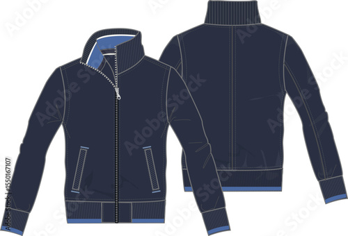 Illustration of hoodie (hooded sweatshirt) , zip up parka 