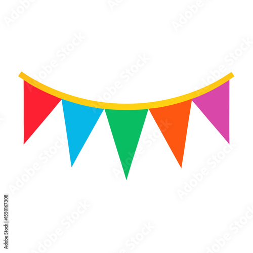 Colorful bunting flags hanging on a string, ready for a party or celebration. vector illustration Free Download Colorful bunting flags hanging on a string, ready for a party or celebration. vector illustration - GFXLoad
