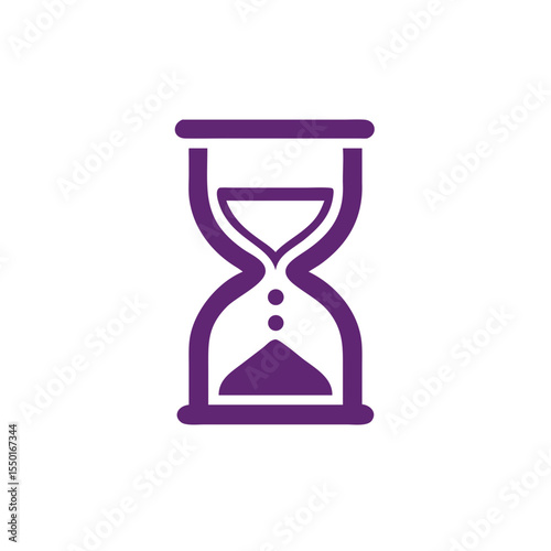 A meticulously designed hourglass stands as a potent symbol of time's relentless march, meticulously rendered in a minimalist design with a touch of elegant purple.