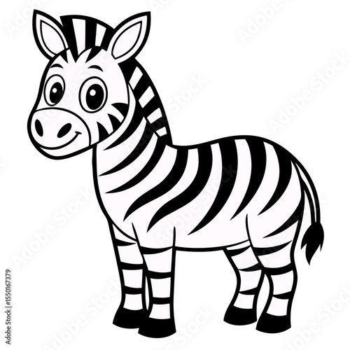 A charming and friendly zebra character stands confidently, a playful illustration of the African plains and wild life. vector illustration
