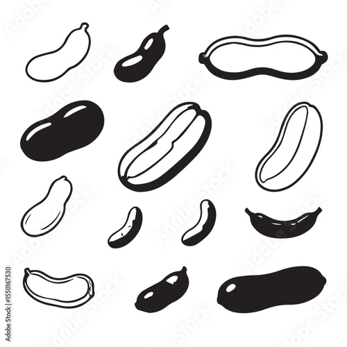 food icon silhouettes featuring peanuts and various beans