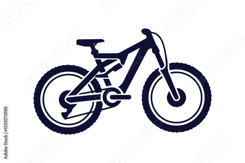 mountain bike with rugged wheels clip art silhouette vector illustration on white background