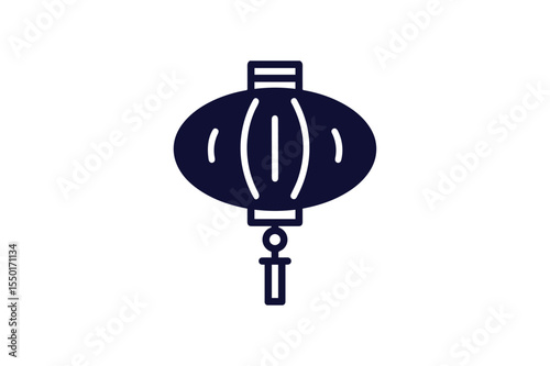 paper lantern hanging with tassel clip art silhouette vector illustration on white background