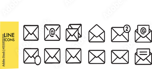 Email Icons Set - Minimalist Mail & Letter Vector Line Icons (Envelope, Inbox, Message,