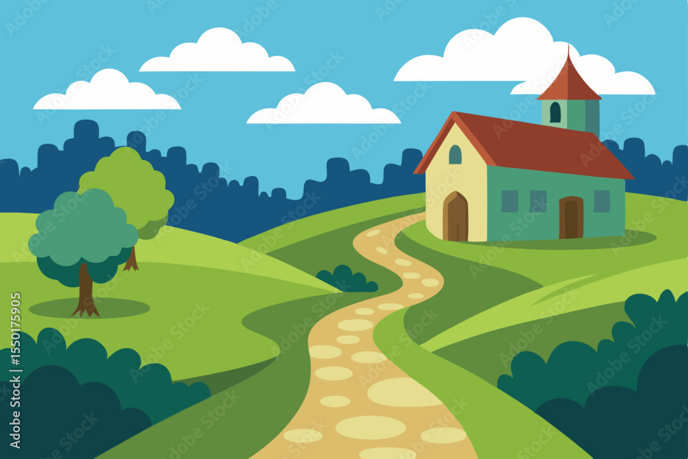 Fototapeta premium landscape with village