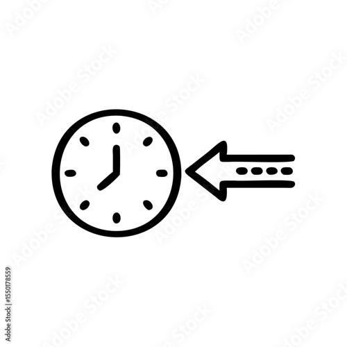 Handdrawn Clock Icon Time Passing Arrow Movement Concept Design Element vector