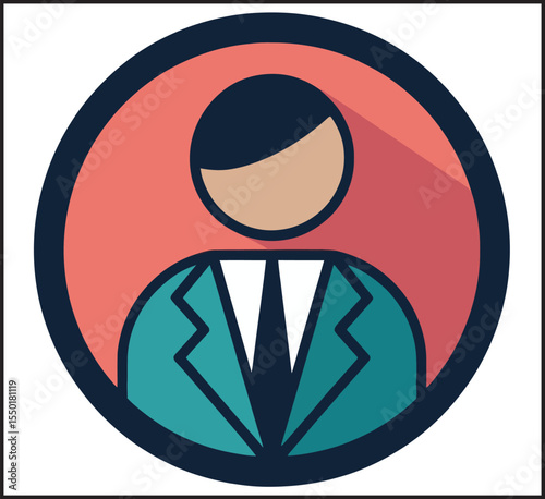  Business Man Avatar Circular Profile Icon - Professional Executive User Portrait Symbol